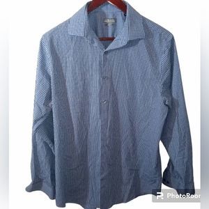 Kenneth Cole Reaction Blue and White  Button Down Slim Shirt size 15 1/2 32-33